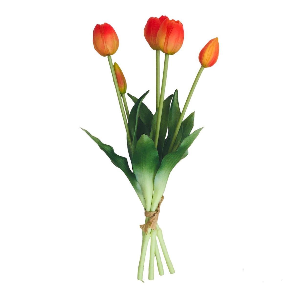 Искусственный тюльпан LUX 3+2 бутона 40 см латекс Оранжевый