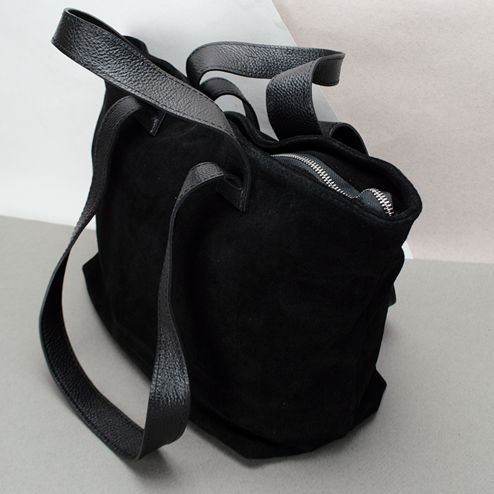 Сумка-шопер жіноча замшева Virginia Conti 03791 Чорний (2423613591) - фото 3