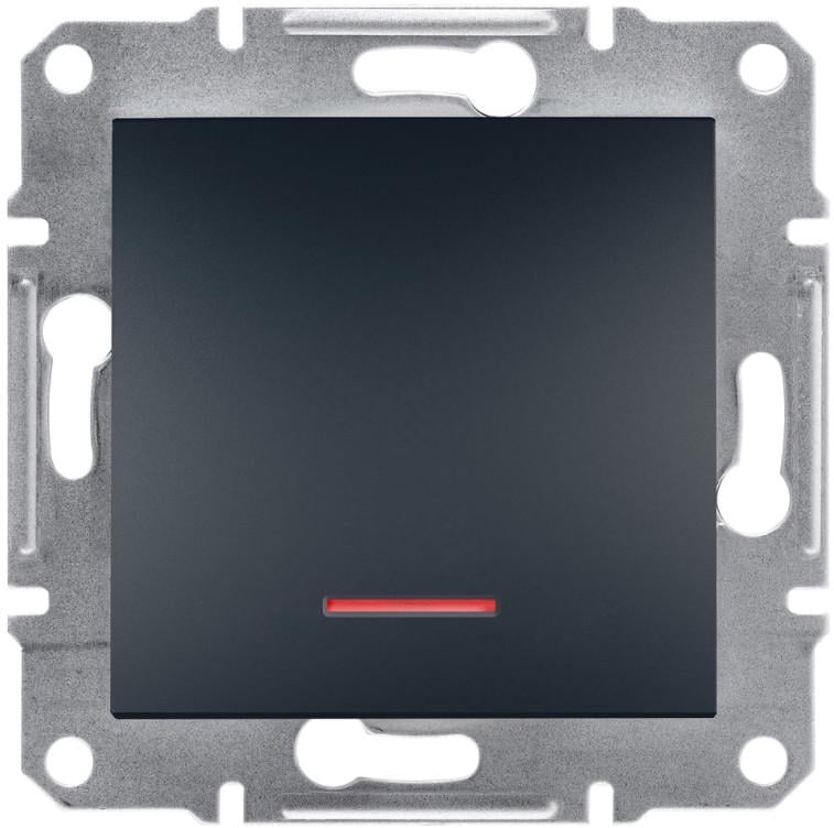 Выключатель Schneider Electric Asfora одноклавишный с подсветкой самозажимной ABS Черный (EPH1400171)