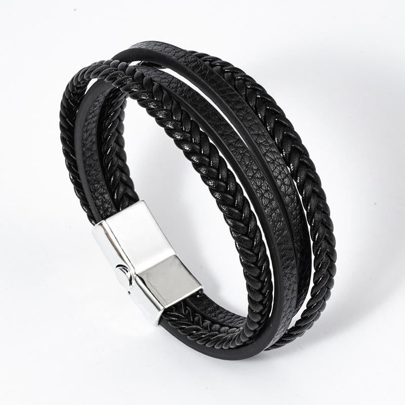 Браслет текстурный Braiten из экокожи Черный (2621)