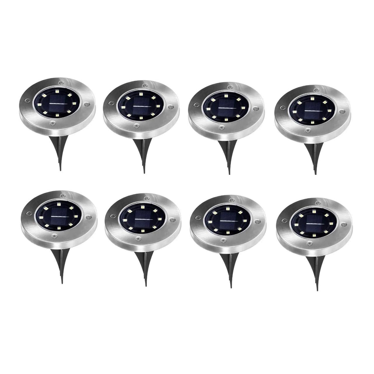 Набор уличных светильников на солнечной батарее Solar Disk Lights 5050 8 LED 8 шт. (3_08739)