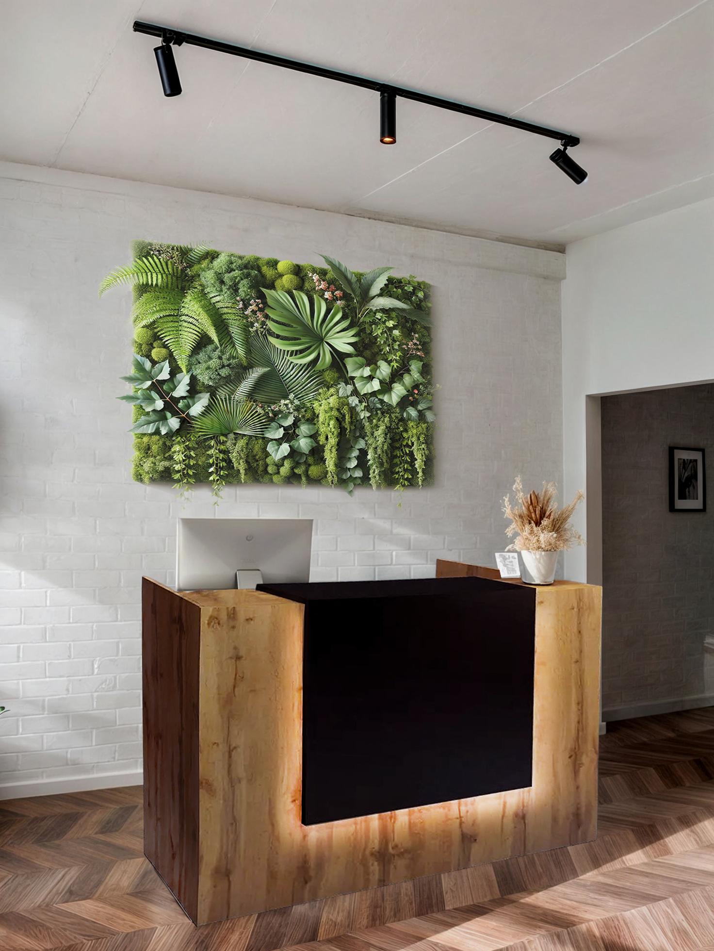 Стойка администратора Tobi Sho Ресепшн/2 для офиса/салона с подсветкой/1200х800х1000 мм Фаервуд/Черный Стойка администратора Tobi Sho Ресепшн/2 для офиса/салона с подсветкой/1200х800х1000 мм Фаервуд/Черный