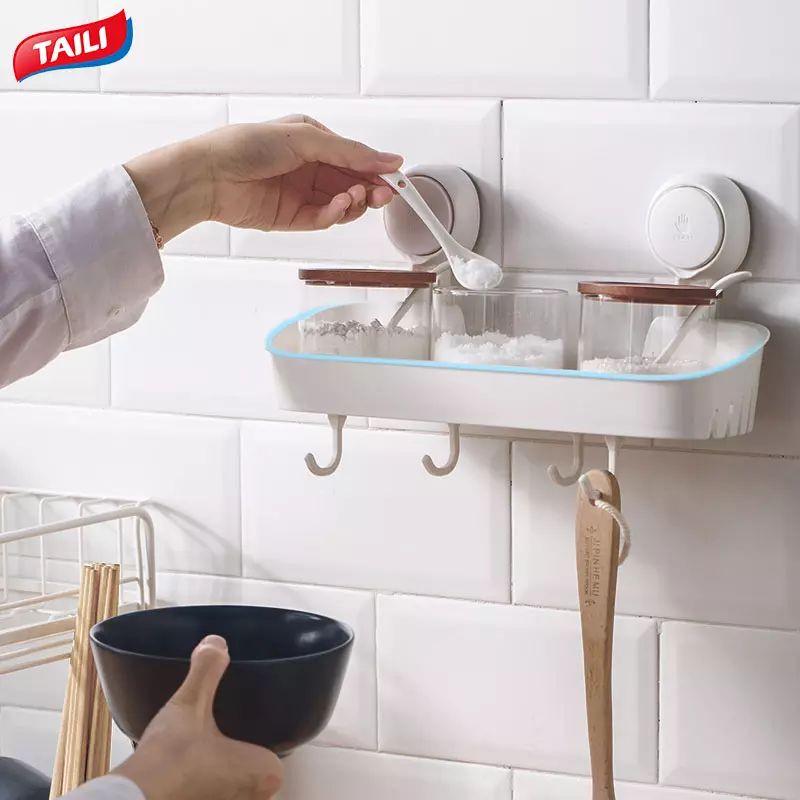 Полка в ванную или кухню Taili AW633 Storage Shelf hook на вакуумных присосках Белый (1919) - фото 3