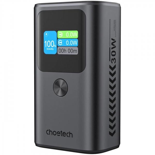 Повербанк Choetech 10000 mAh 30W PD 3.0/QC 3.0 Color Display Clock Black (B701-CCGY)