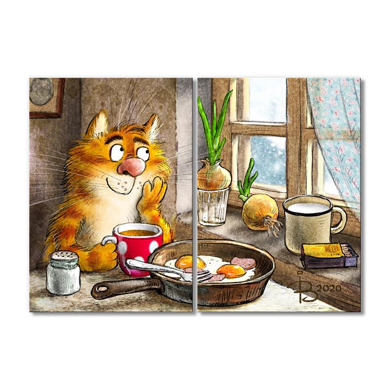 Модульная картина Завтрак 2 модуля 80x120 см