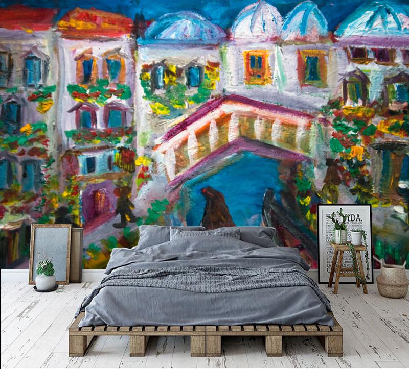 Фотообои 3D для детской комнаты Город красками