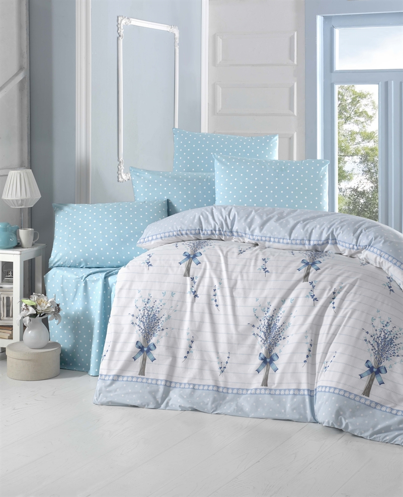 Комплект постельного белья Lighthouse Ranforce Fiyonk 200х220 см/50х70 см 2 шт. Голубой