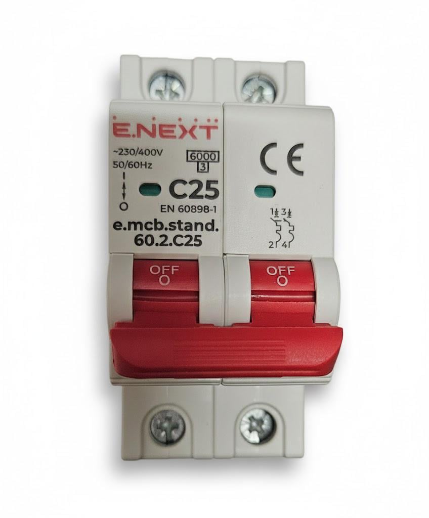Автоматичний вимикач E.NEXT 25А 2п (1493)