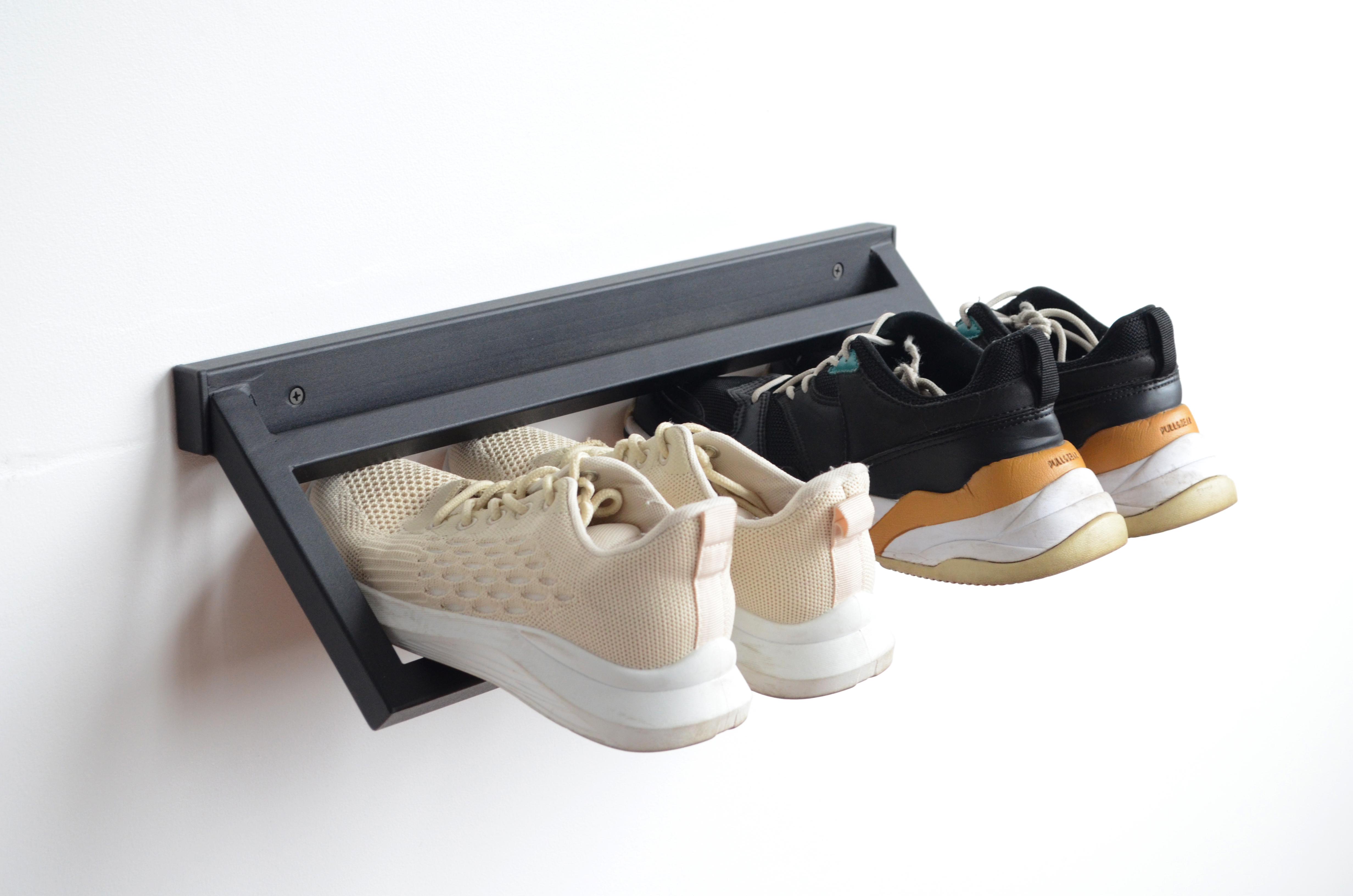 Полка для обуви настенная металлическая 90х13х16 см Черный (SR.M-7.7) - фото 3