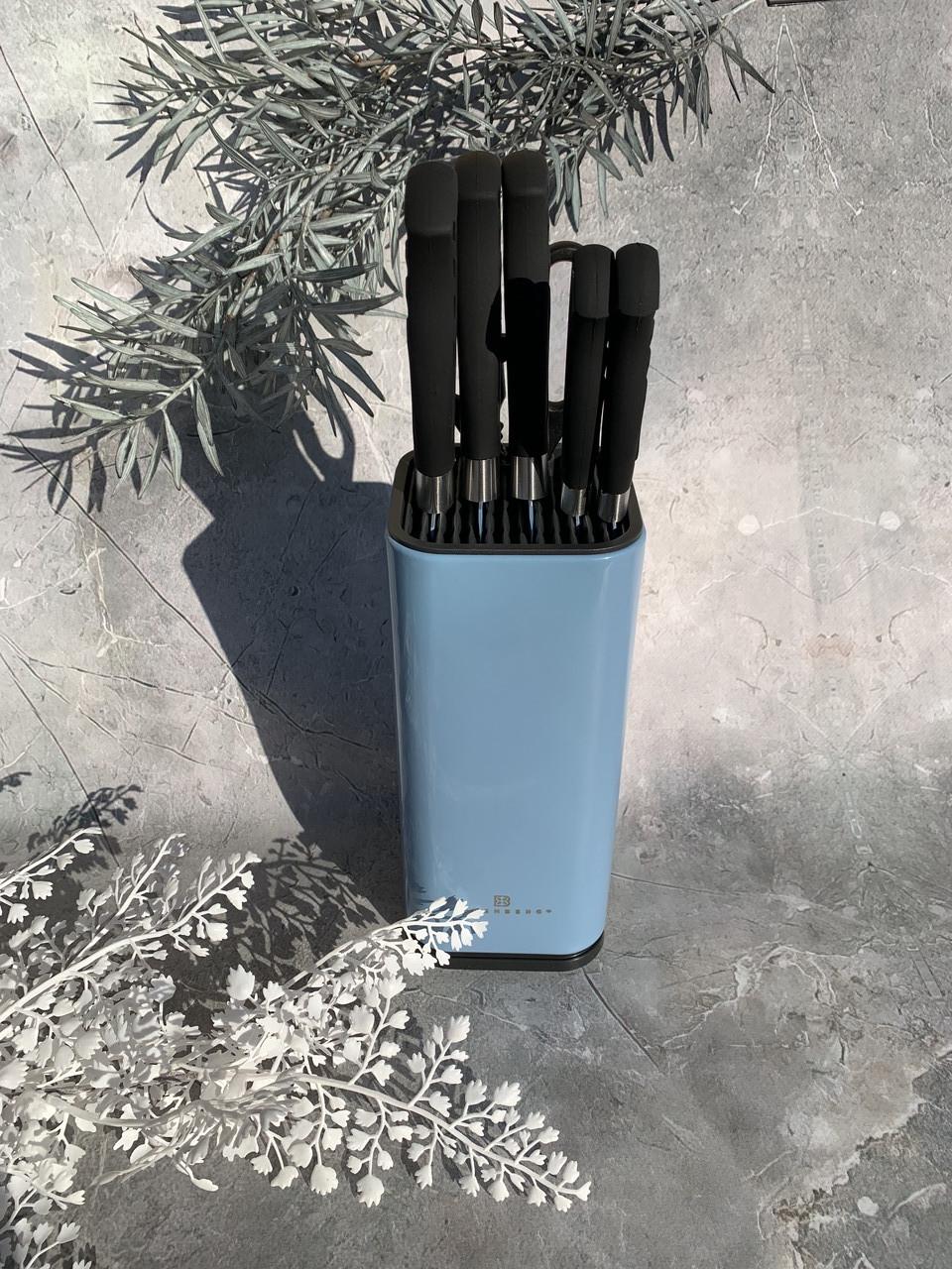 Набор кухонных ножей с подставкой Edenberg EB-11027 антибактериальное покрытие 7 предметов Голубой (2530555683) - фото 9 Набор кухонных ножей с подставкой Edenberg EB-11027 антибактериальное покрытие 7 предметов Голубой (2530555683) - фото 9
