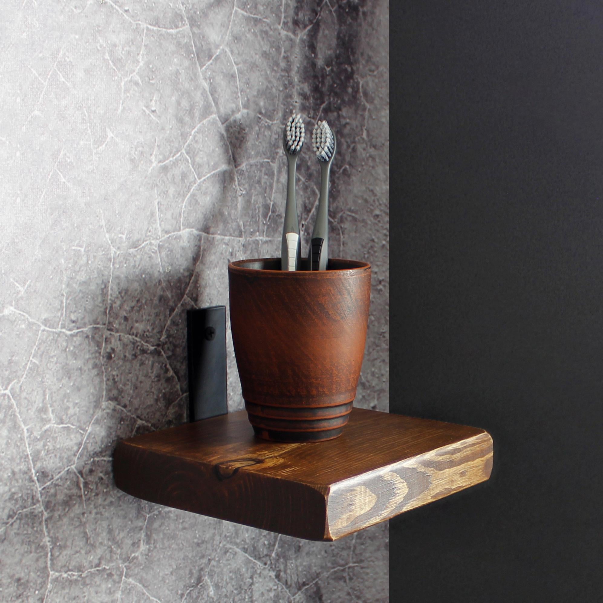 Полиця-тримач для ванної кімнати вологостійка Сосна Лофт 155 мм Горіх