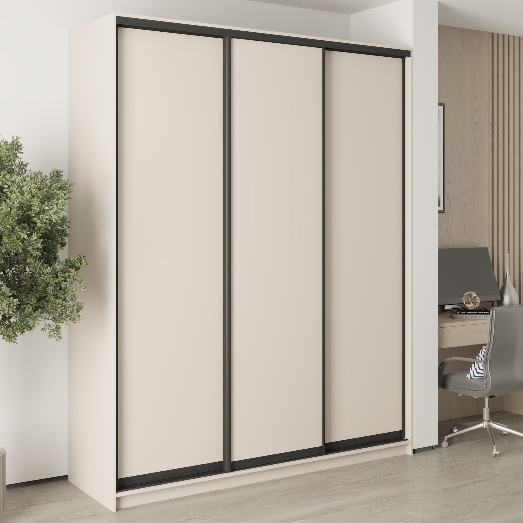 Шафа-купе тридверна Mebel Star Комбо BG MBS-9469 190х45х240 см Кашемір (1009458)