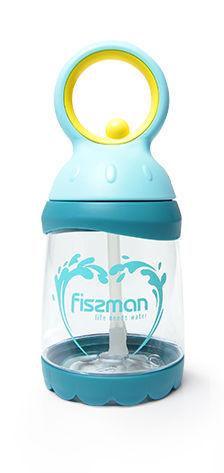 Пляшка для напоїв дитяча Fissman 7x17 см 260 мл з ручкою із пластику Блакитний (6855)
