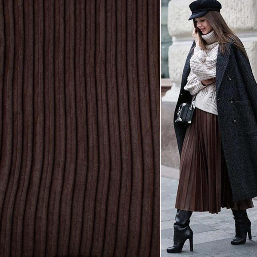 Ткань креп гофре в натянутом виде ширина 140 см Коричневый (11416.010) - фото 2 Ткань креп гофре в натянутом виде ширина 140 см Коричневый (11416.010) - фото 2