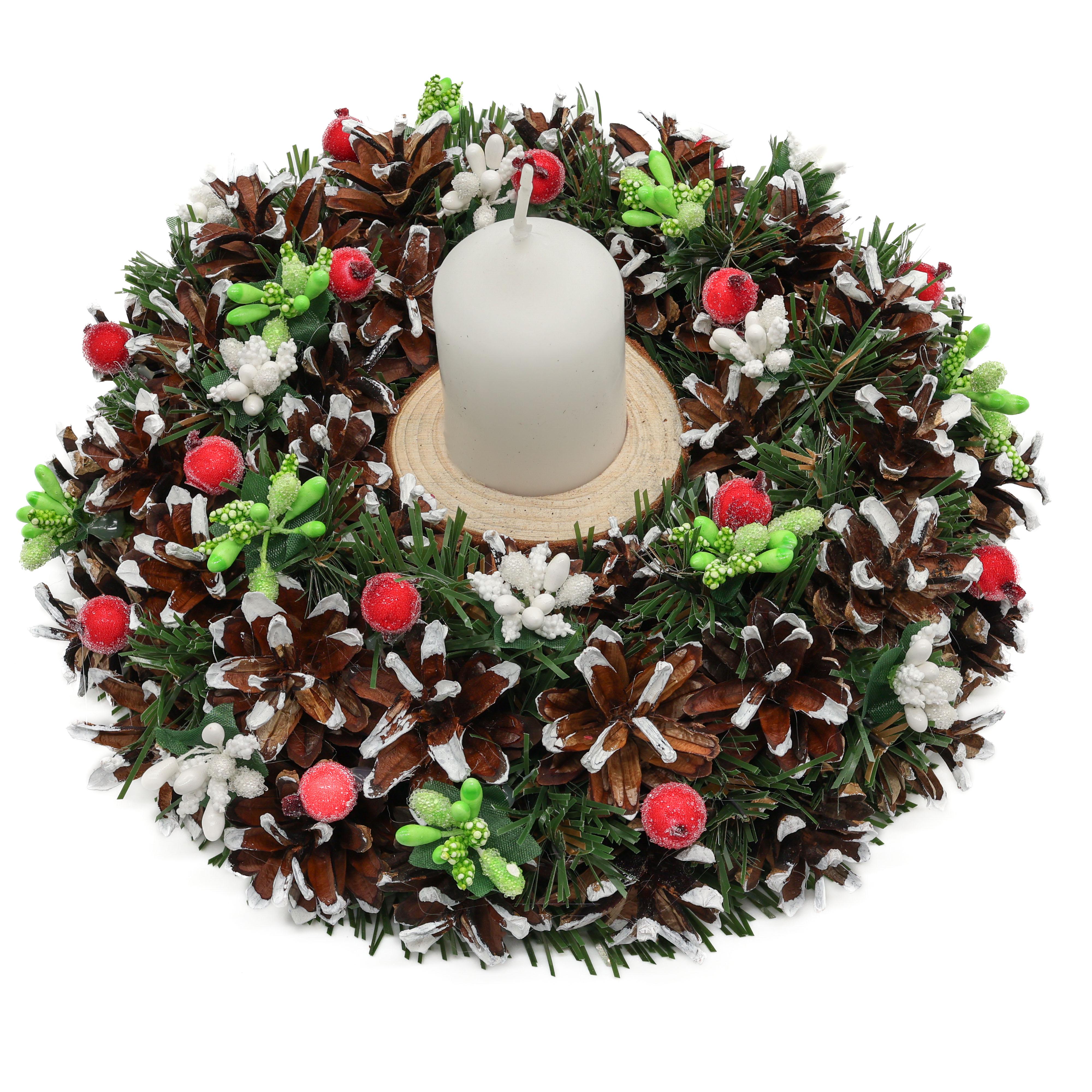 Підсвічник різдвяний з шишок та ягід зі свічкою 22/8 см (В2201КБ) - фото 3 Підсвічник різдвяний з шишок та ягід зі свічкою 22/8 см (В2201КБ) - фото 3