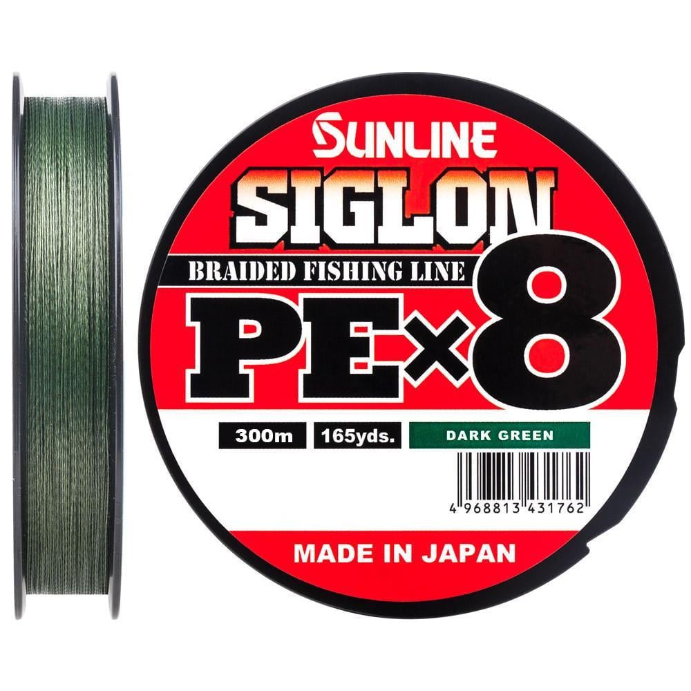 Шнур Sunline Siglon PE х8 #0,6/0,132 мм 10lb/4,5 кг 300 м Темно-зеленый (1400852096)