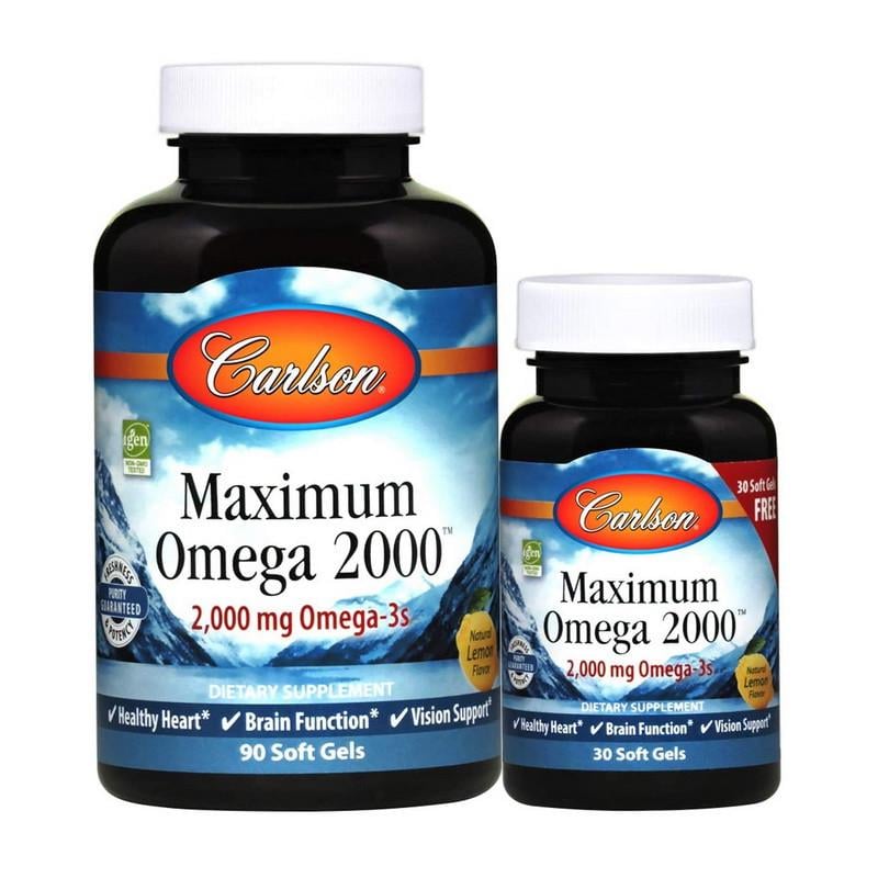 Рыбий жир Carlson Labs Maximum Omega 2000 мг 90+30 капс. Натуральный лимон (18951-01)