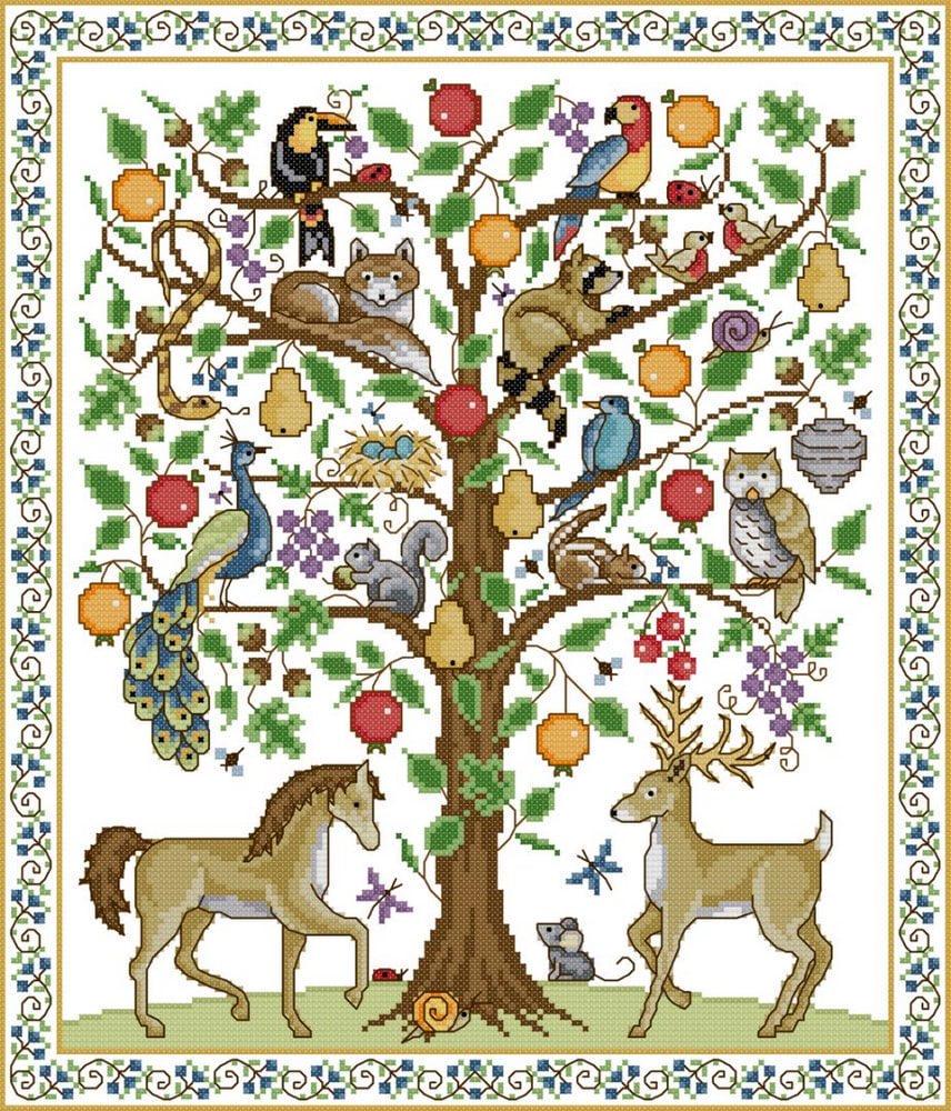 Набор для вышивания крестиком NKF Дерево жизни J828 ткань 14СТ с рисунком 38х44 см (39788)