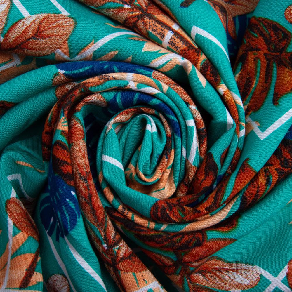 Тканина плательна штапель манстера Темно-бірюзовий (22391)