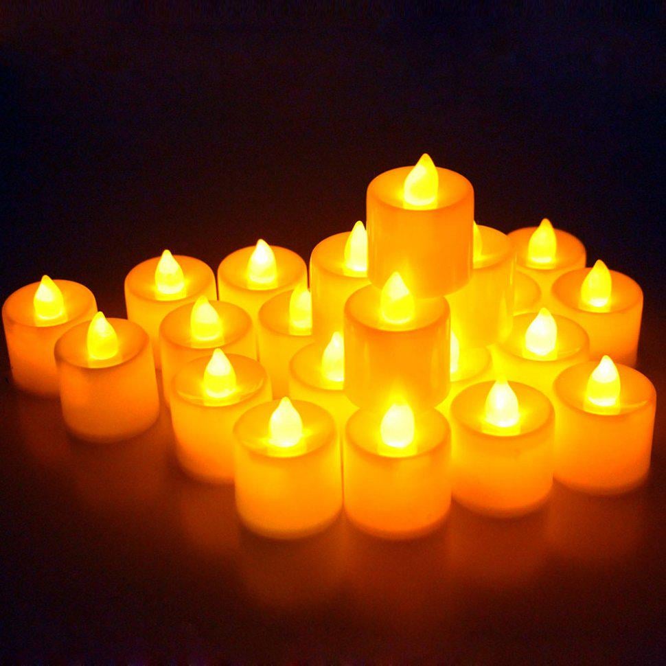 Набор электронных светодиодных свеч с имитацией живого пламени 12 шт. (ZX2) - фото 1