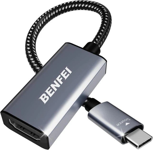 Адаптер BENFEI USB-C HDMI 4K 60Hz Thunderbolt 3/4 для MacBook iPhone 15 iPad Samsung Dell Серый