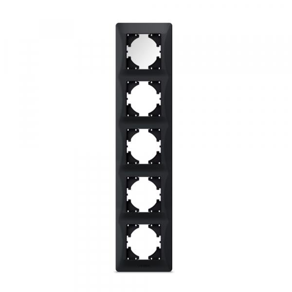 Рамка Videx на 5 місць вертикальна Чорно-графітовий - фото 1 Рамка Videx на 5 місць вертикальна Чорно-графітовий - фото 1