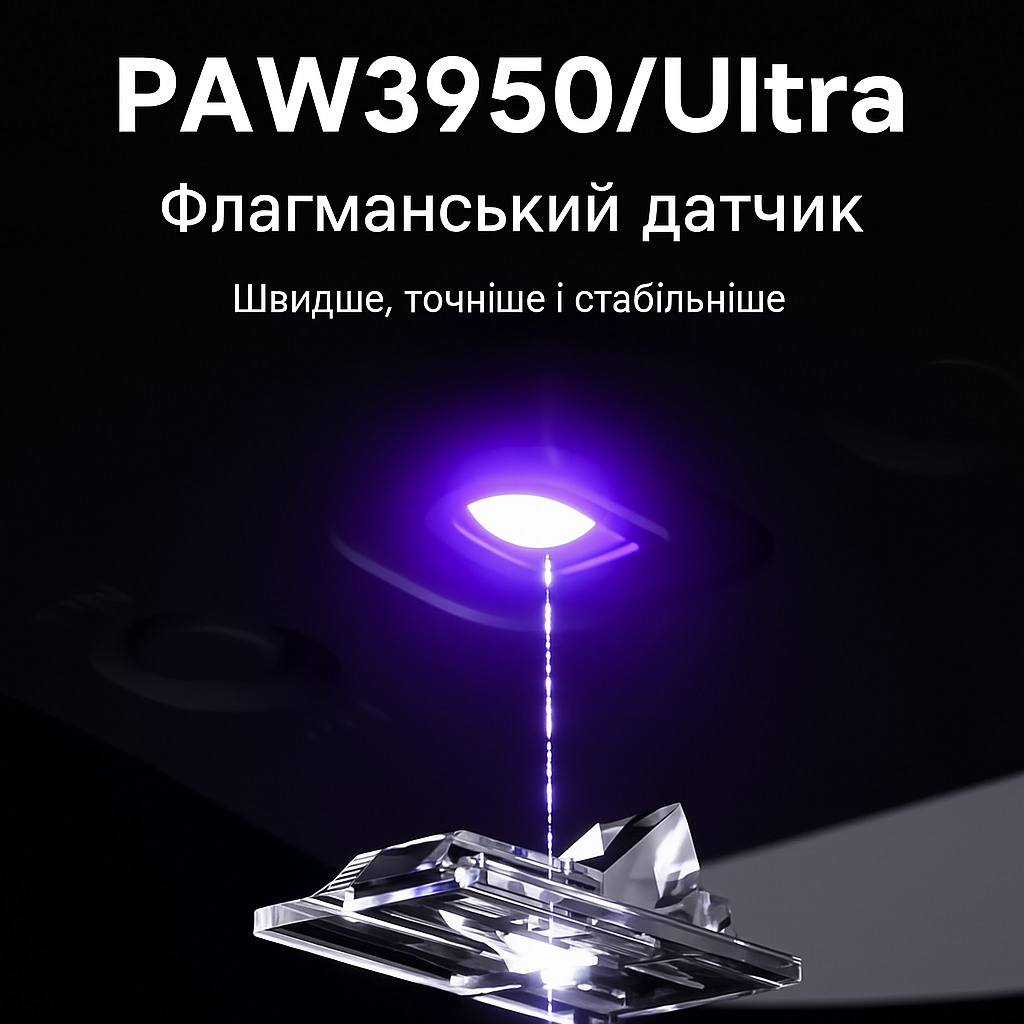 Мишка ігрова ATK Blazing Sky U2 з трьома режимами підключення та наднизькою затримкою сенсор pixart 3395 55 г White (29529261) - фото 4