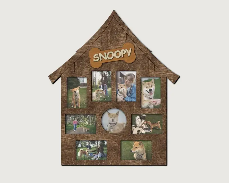 Фоторамка Собачья будка на 9 фотографий Темно-коричневый (doghouse-5) - фото 1