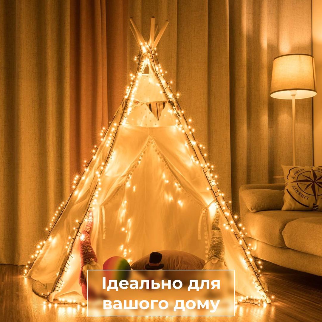 Гирлянда нить 14 м на 300 LED лампочек светодиодная черный провод 8 режимов работы Желтый - фото 6 Гирлянда нить 14 м на 300 LED лампочек светодиодная черный провод 8 режимов работы Желтый - фото 6