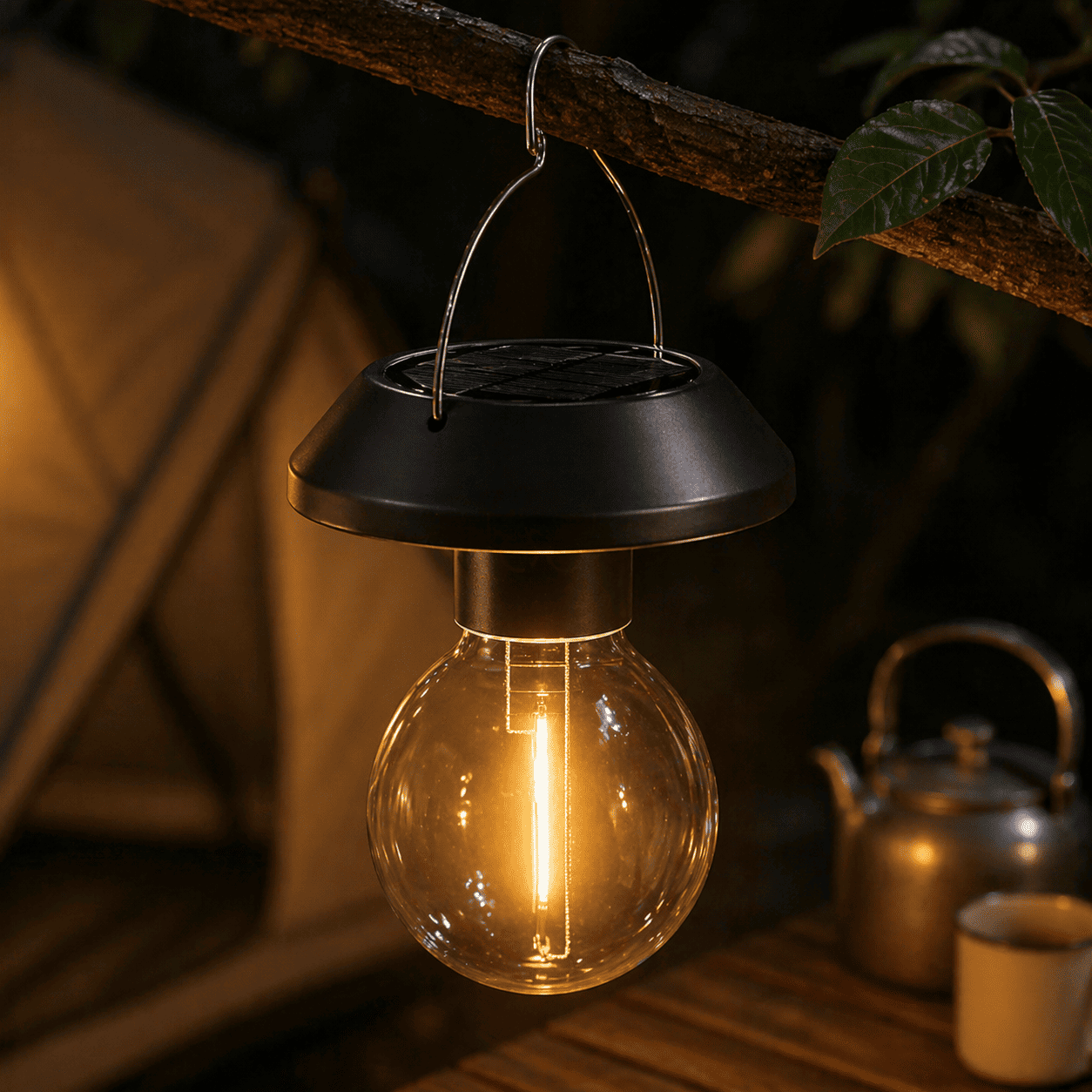 Уличный подвесной светильник 1 COB LED с солнечной панелью для кемпинга палатки (HP-L-20)