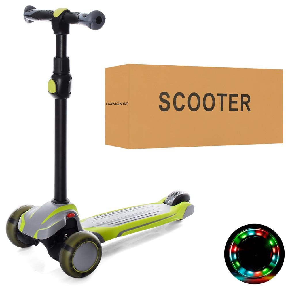 Самокат дитячий міський Scooter X1-GGR триколісний з підсвіткою коліс Зелений із сірим - фото 2