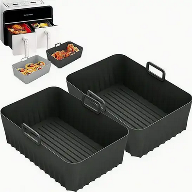 Форма силіконова вкладиші для фритюрниць ребристих 2 шт. 21,5 см Чорний (SAM-22-2)