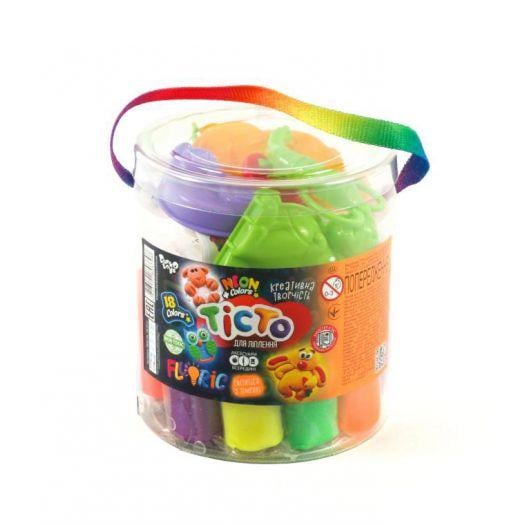 Набор креативного творчества Danko Toys TMD-FL-18-01U Тесто для лепки FLUORIC 18 цв.