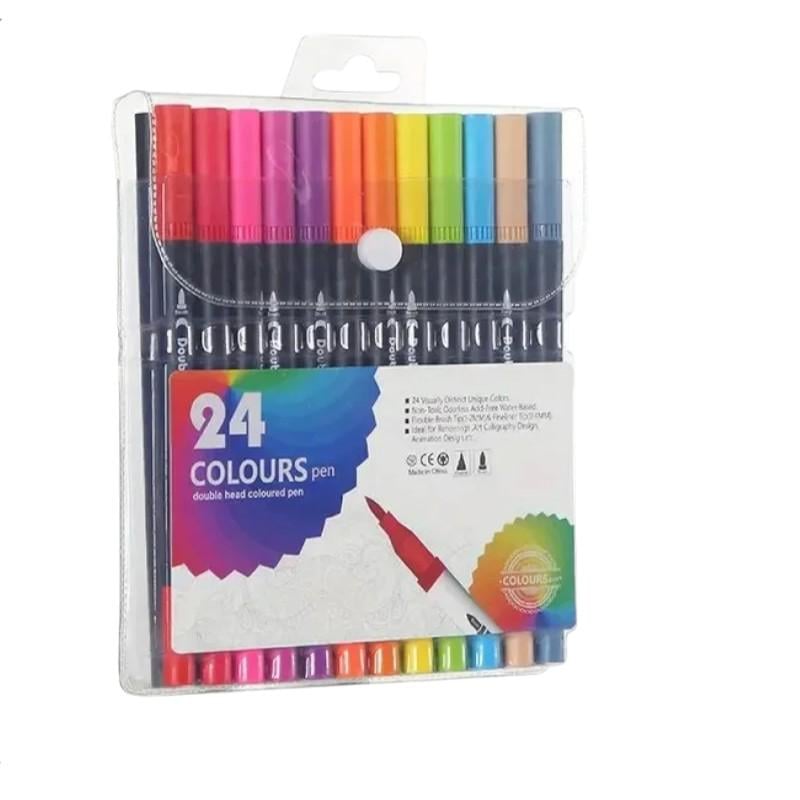 Набор маркеров двухсторонних линер/кисть 24 цвета (MX-00009642)