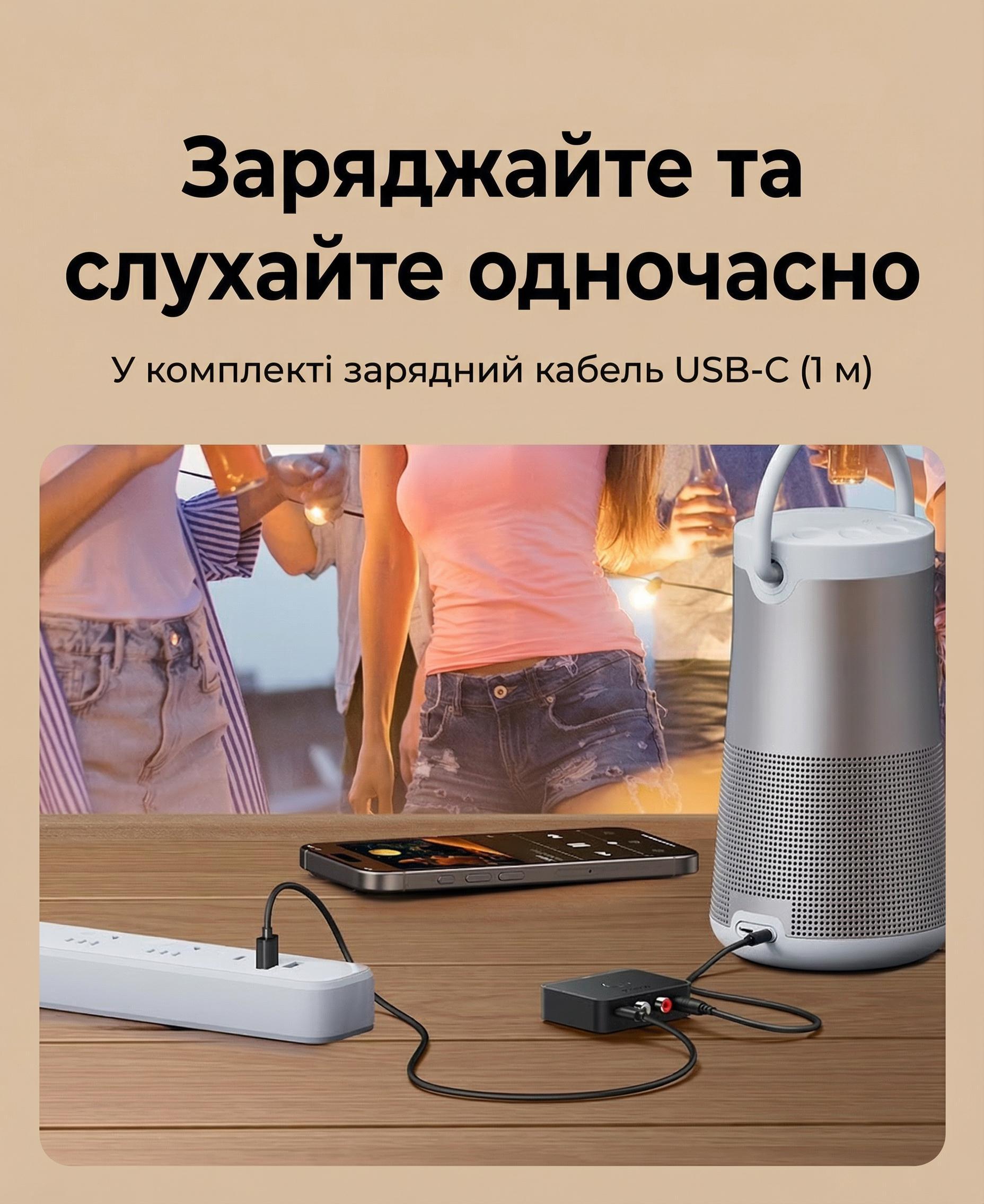 Bluetooth-ресивер для акустики UGREEN BT505 Bluetooth 6.0/LDAC Черный (55545) - фото 12