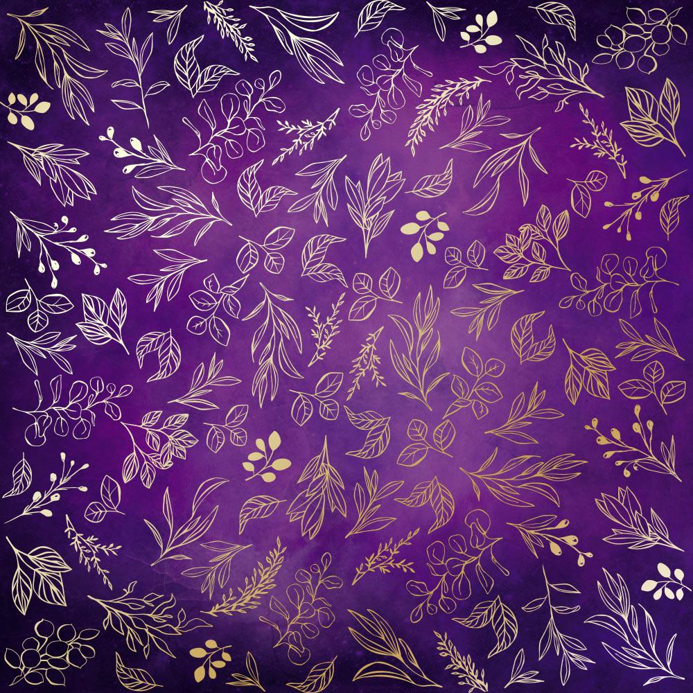 Лист паперу односторонній Golden Branches з фольгуванням 30,5х30,5 см Violet/Aquarelle