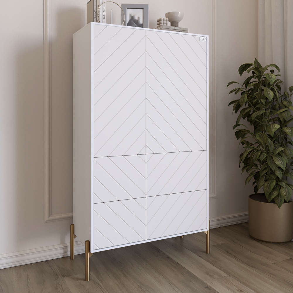 Комод-пенал Lion Амарант 84x40x150 см Нимфея Альба/Белый (LION-042189)