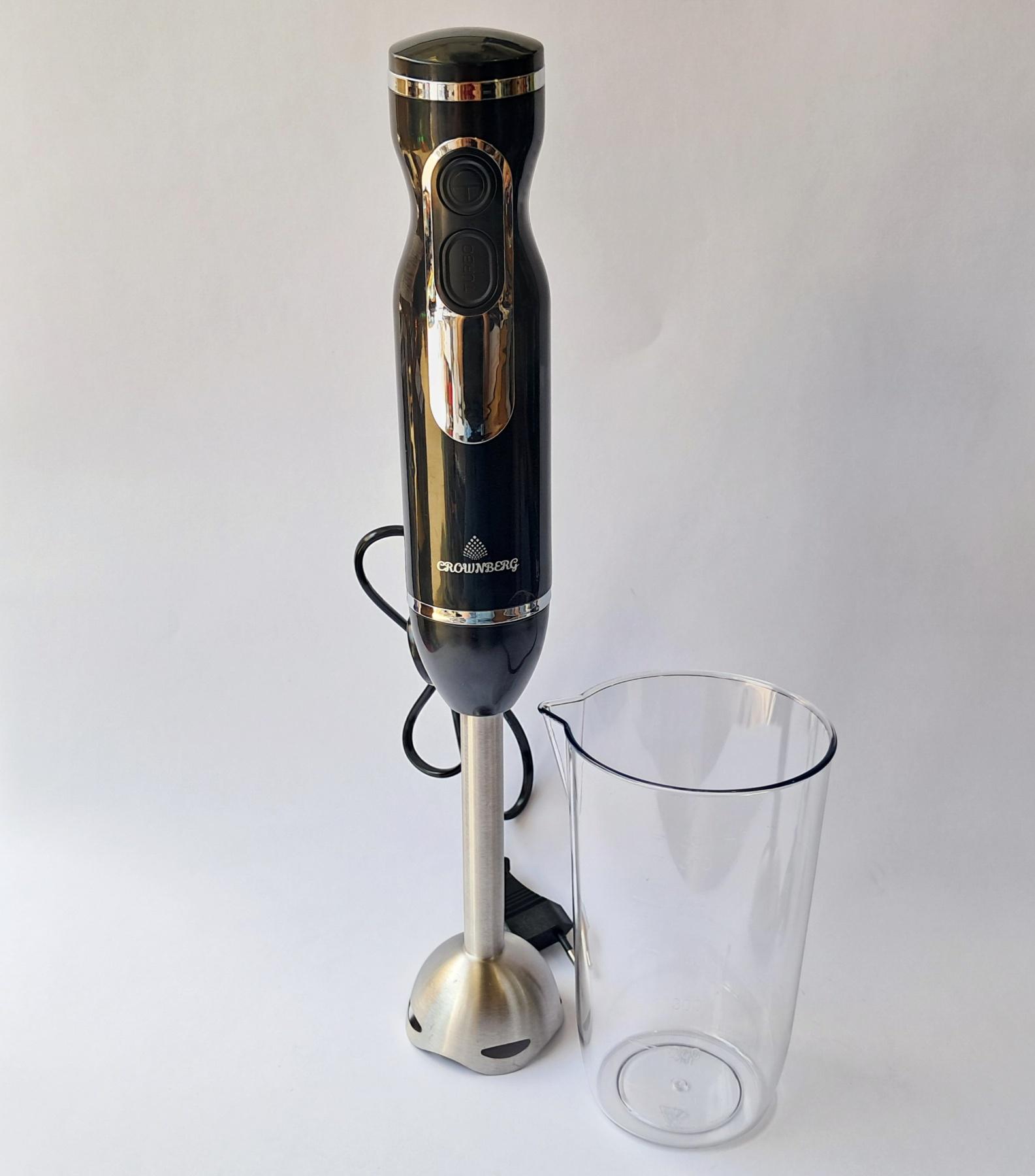 Блендер металлический Crownberg погружной с колбой 1200 Вт (CB-6218)