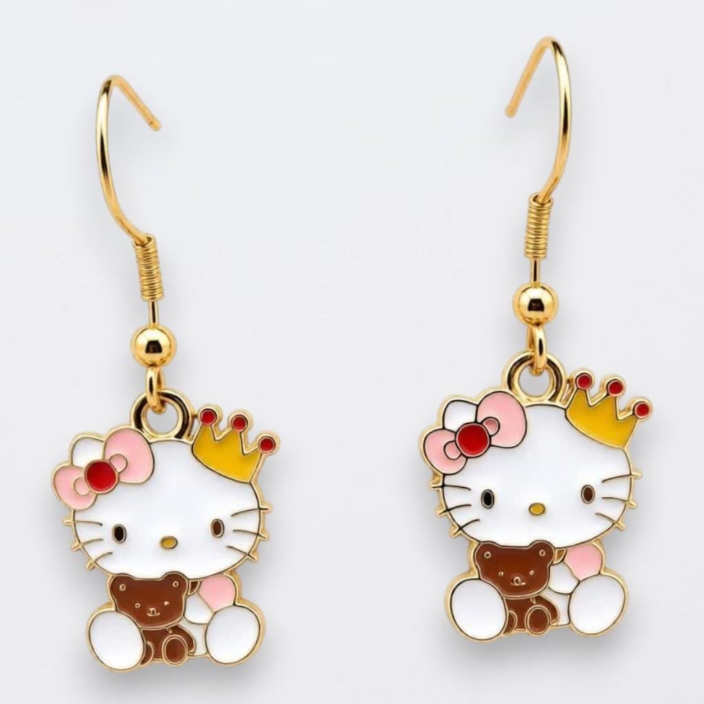 Сережки жіночі Sanrio Liresmina Jewelry Hello Kitty з короною н/ж сталь 3,6 см Золотистий (35474406) Сережки жіночі Sanrio Liresmina Jewelry Hello Kitty з короною н/ж сталь 3,6 см Золотистий (35474406)