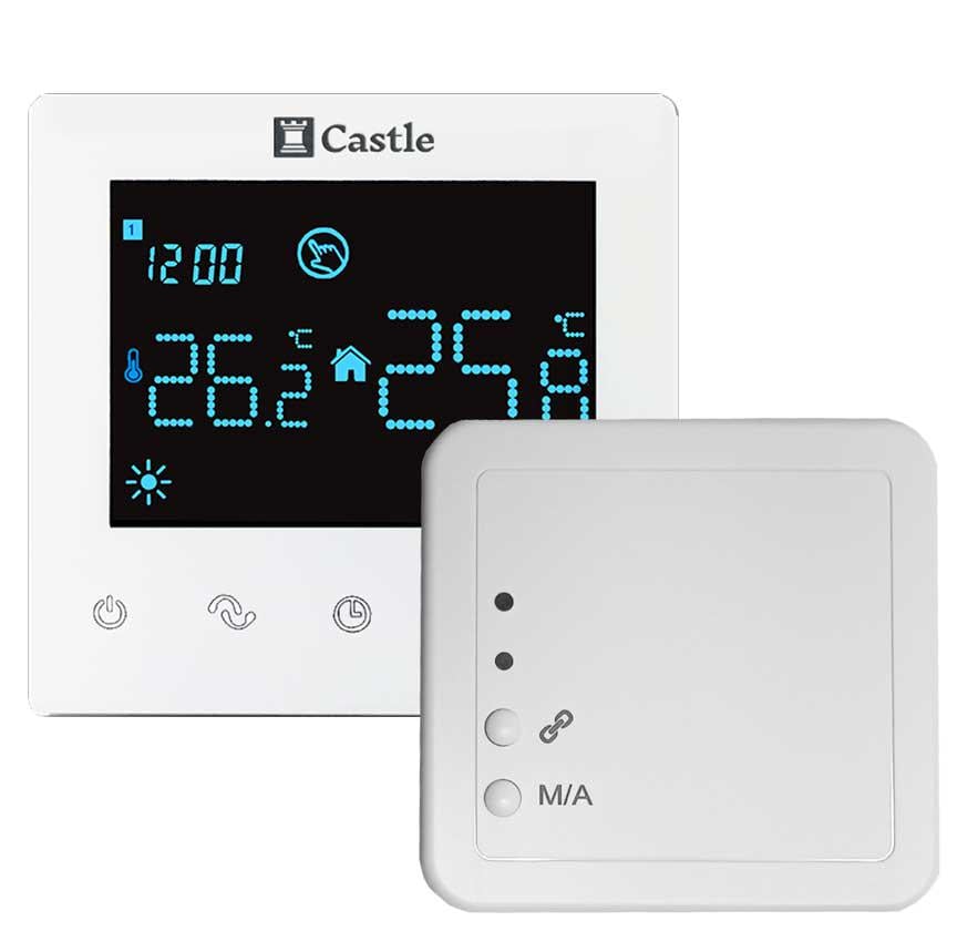 Терморегулятор програмований для котла Castle Q5-RF з радіоканалом Dry Contact (8879)