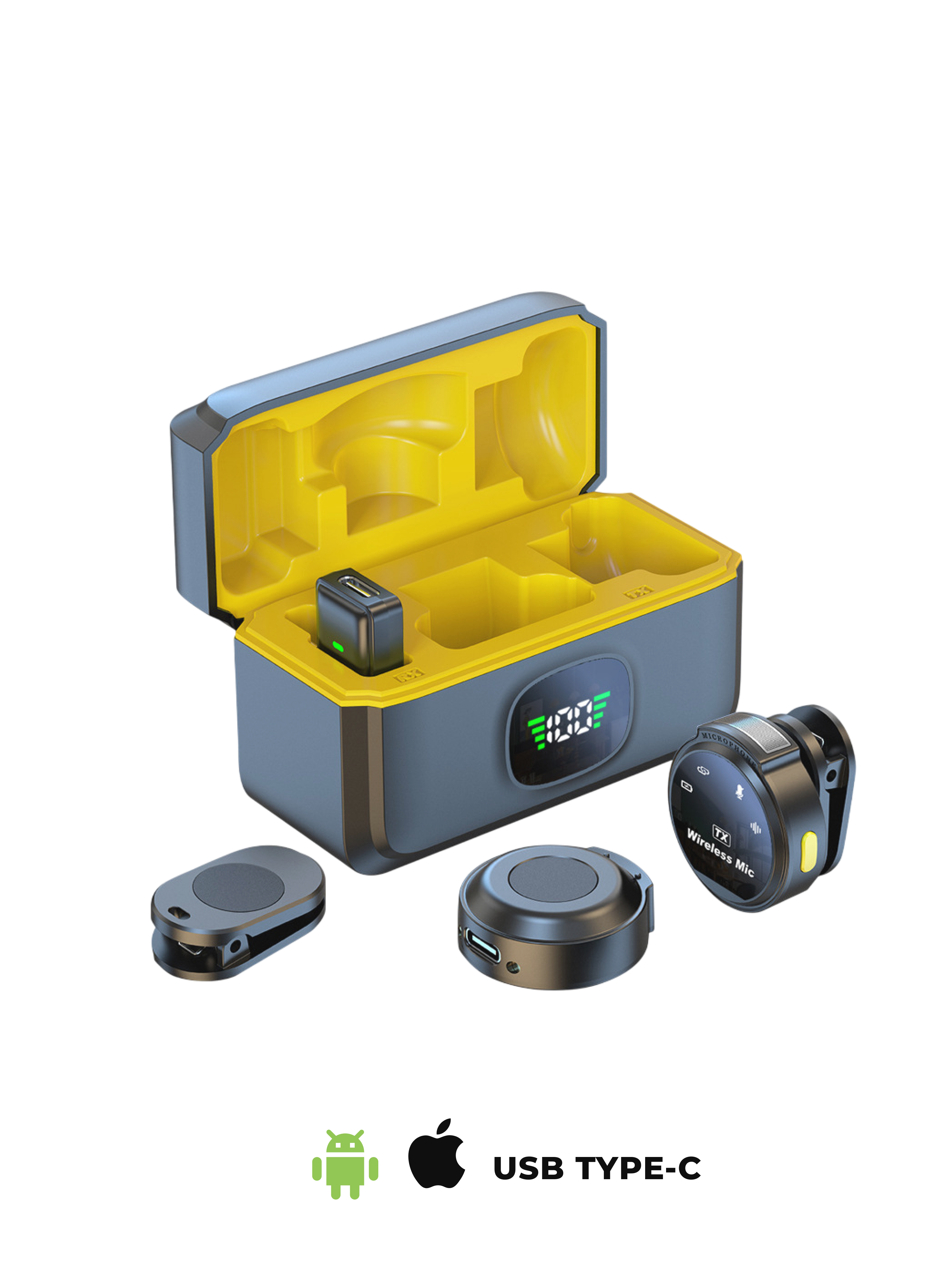 Микрофон беспроводной петличный М6 type-c двойной с зарядным кейсом (m1) - фото 7