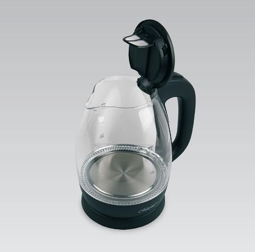 Електрочайник Maestro MR-063-BLACK дисковий скло 1370-1630W 1,7 л Чорний (УТ000069028)