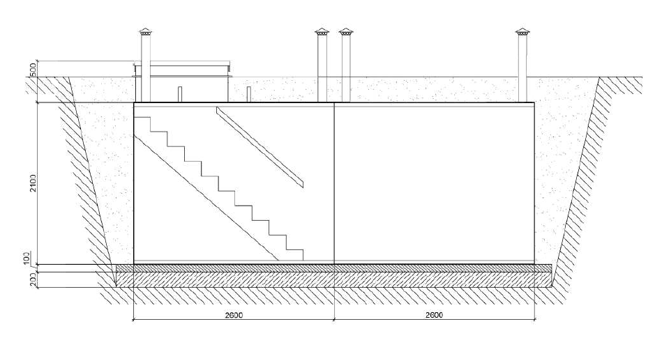 Укриття модульне підземне Shelter Paneltim для приватного використання двокімнатне з вертикальним входом 2000x5200x2100 мм - фото 4