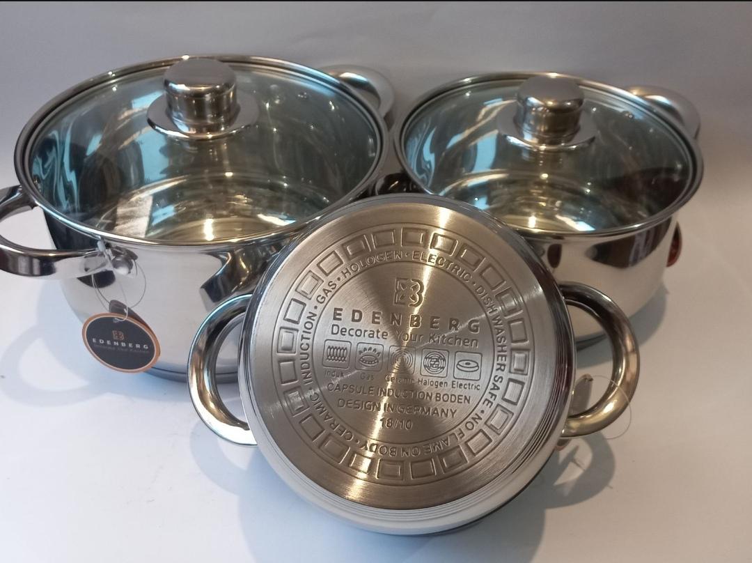 Набір каструль з кришками Edenberg EB-3734 із нержавіючої сталі 8 пр. (57-46-EB-3734) - фото 4 Набір каструль з кришками Edenberg EB-3734 із нержавіючої сталі 8 пр. (57-46-EB-3734) - фото 4