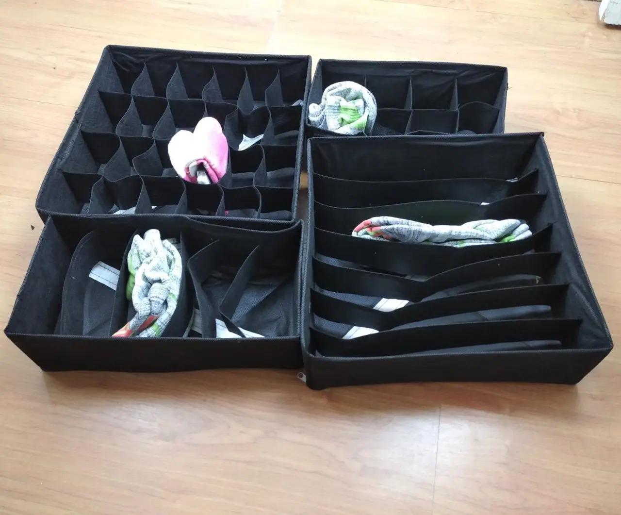 Набор органайзеров для нижнего белья 4 шт. Черный (ОДШ-102-25) - фото 2 Набор органайзеров для нижнего белья 4 шт. Черный (ОДШ-102-25) - фото 2