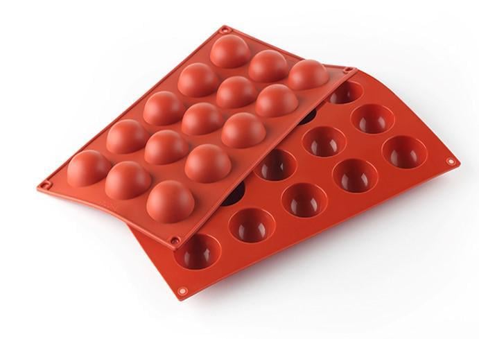 Форма силиконовая One Chef для выпечки Профи Полусфера d 4 см h 2 см на 15 ячеек Красный