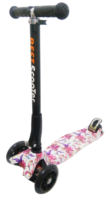 Самокат детский Scooter Maxi Style Plus Flowers (2T1007)