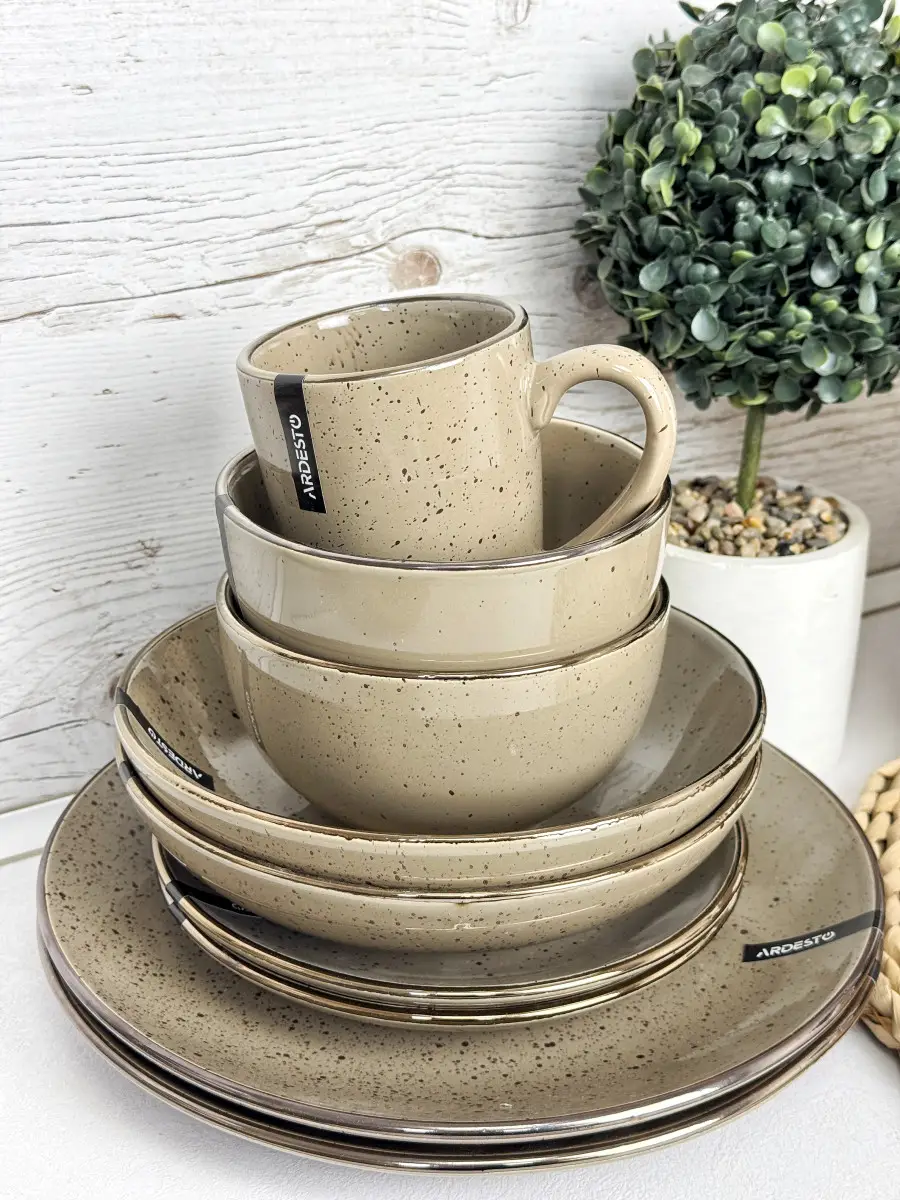 Сервіз столовий Ardesto Emilia AR0014EBR 14 пр. Кава з молоком (8-6-5093040)
