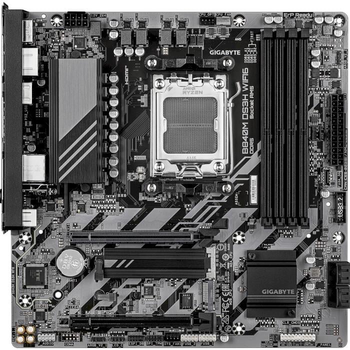 Материнська плата Gigabyte B840M DS3H WIFI6 Micro-ATX sAM5 AMD B840 4xDDR5 2xM.2 4xSATA 2xDP HDMI 2.5 GbE Black (35227196)