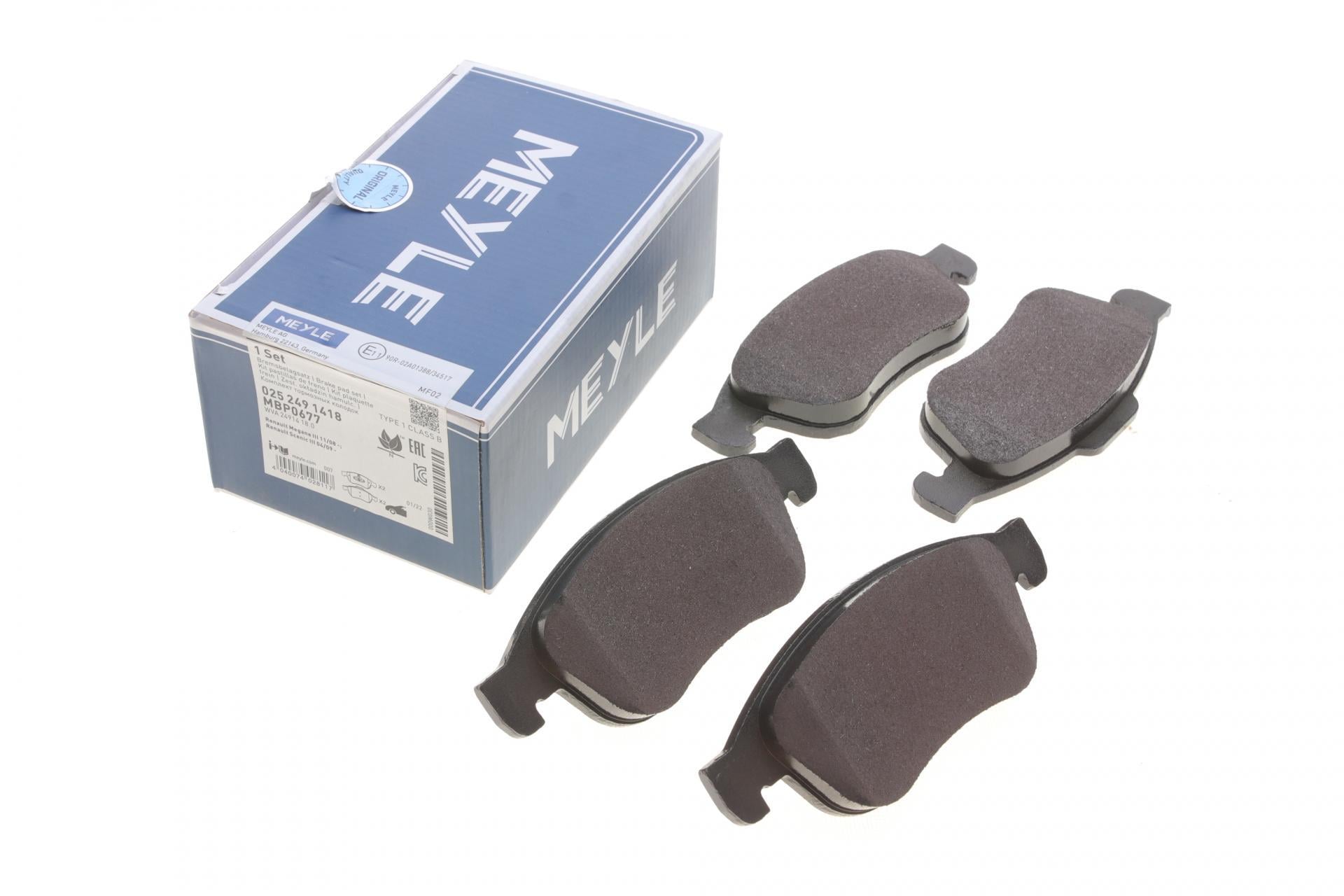 Колодки тормозные передние Meyle для Renault Fluence/Megane/Scenic 08- (025 249 1418)